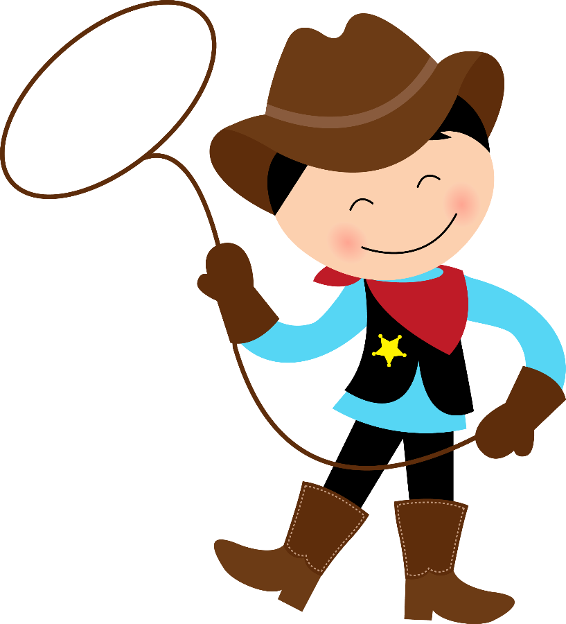 Happy Cartoon Cowboywith Lasso PNG with transparent background