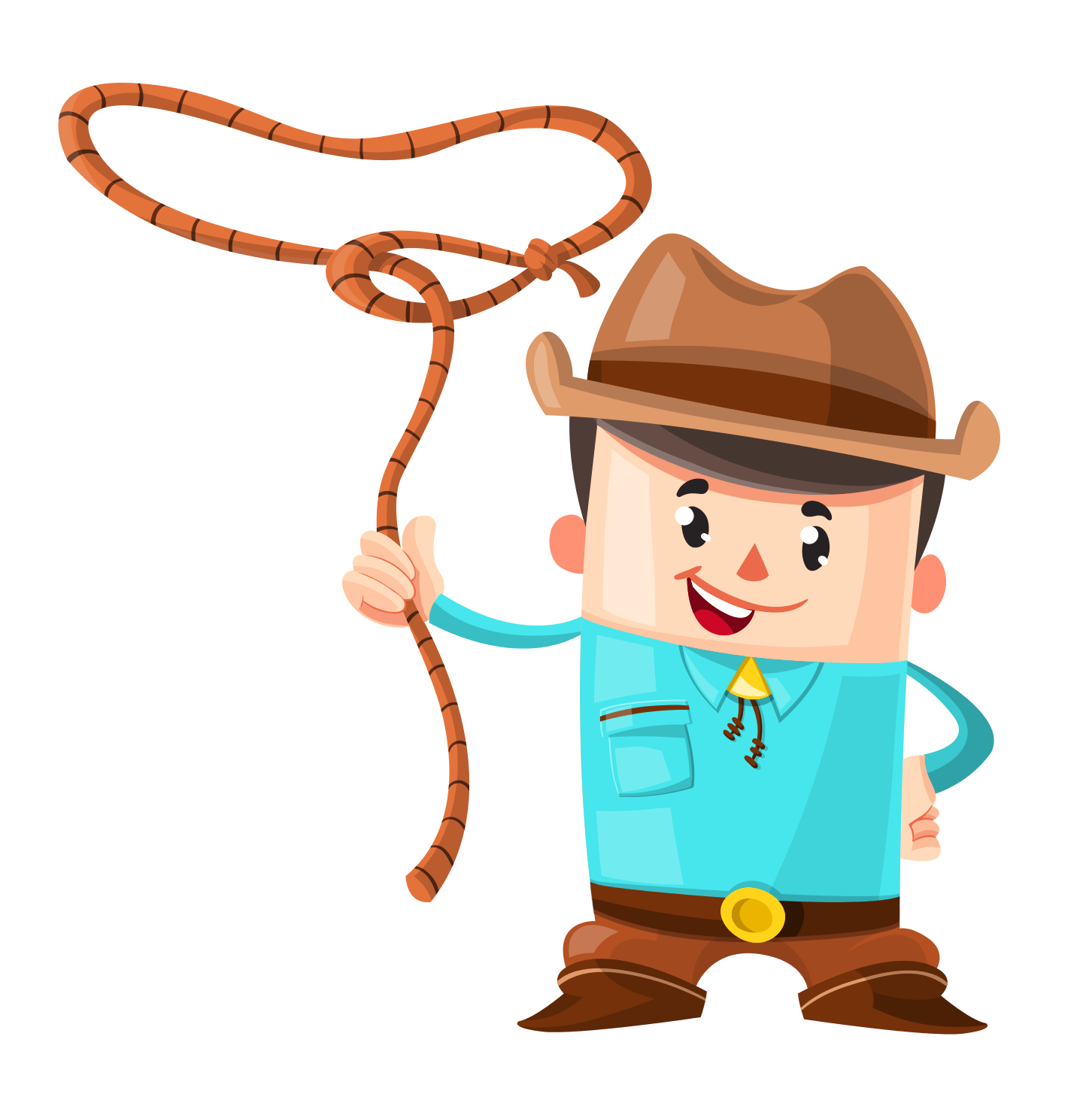 Happy Cartoon Cowboywith Lasso.png PNG with transparent background