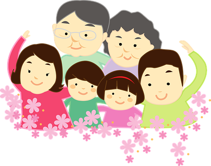 Happy Cartoon Family Illustration PNG with transparent background