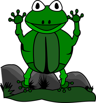 Happy Cartoon Frogon Lily Pad PNG with transparent background