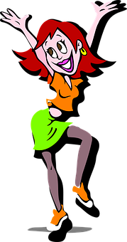 Happy Cartoon Girl Dancing