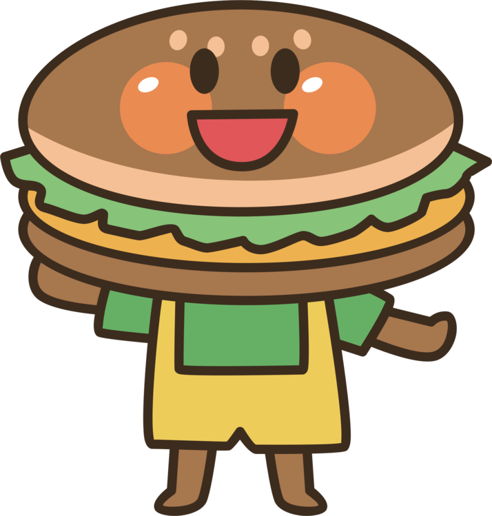 Happy Cartoon Hamburger Character