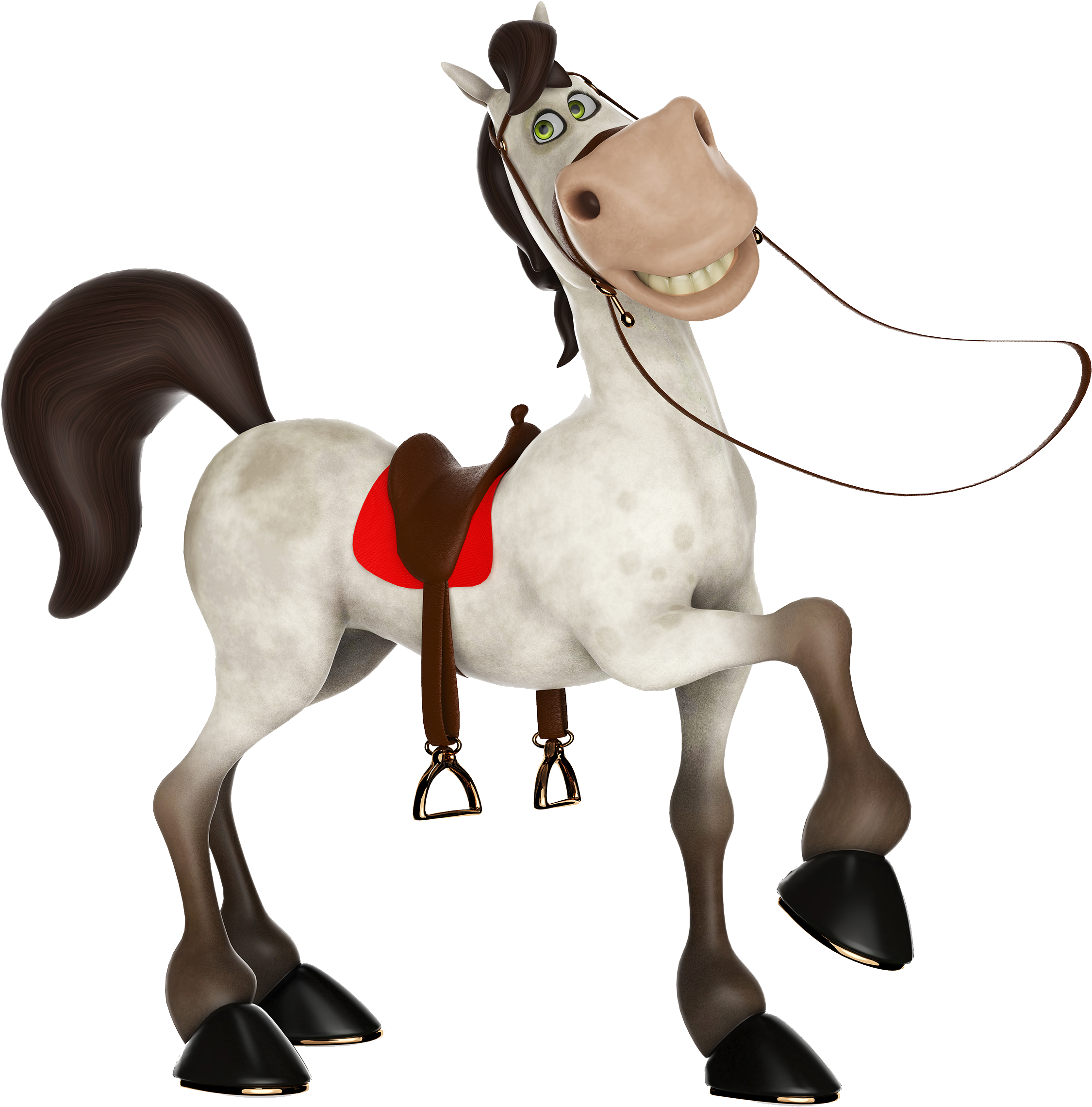 Happy Cartoon Horsewith Saddle