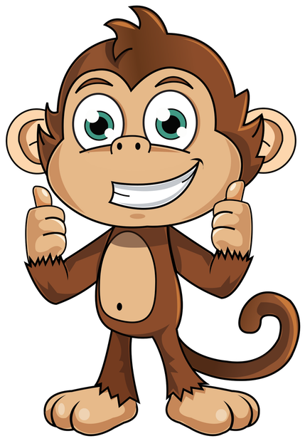 Happy Cartoon Monkey Sticker.png