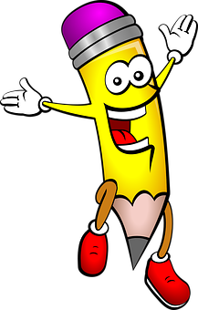 Happy Cartoon Pencil Character