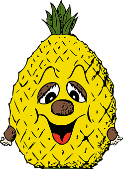 Happy Cartoon Pineapple PNG with transparent background