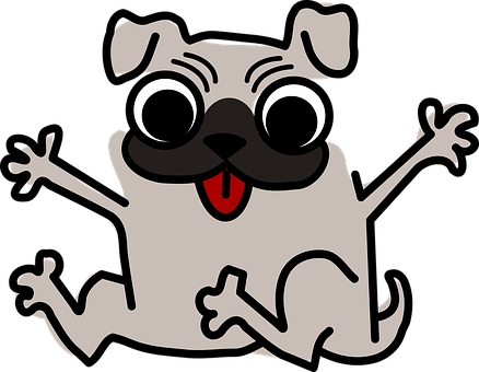 Happy Cartoon Pug Dog PNG with transparent background