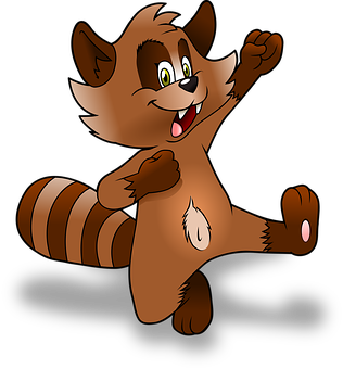 Happy Cartoon Raccoon