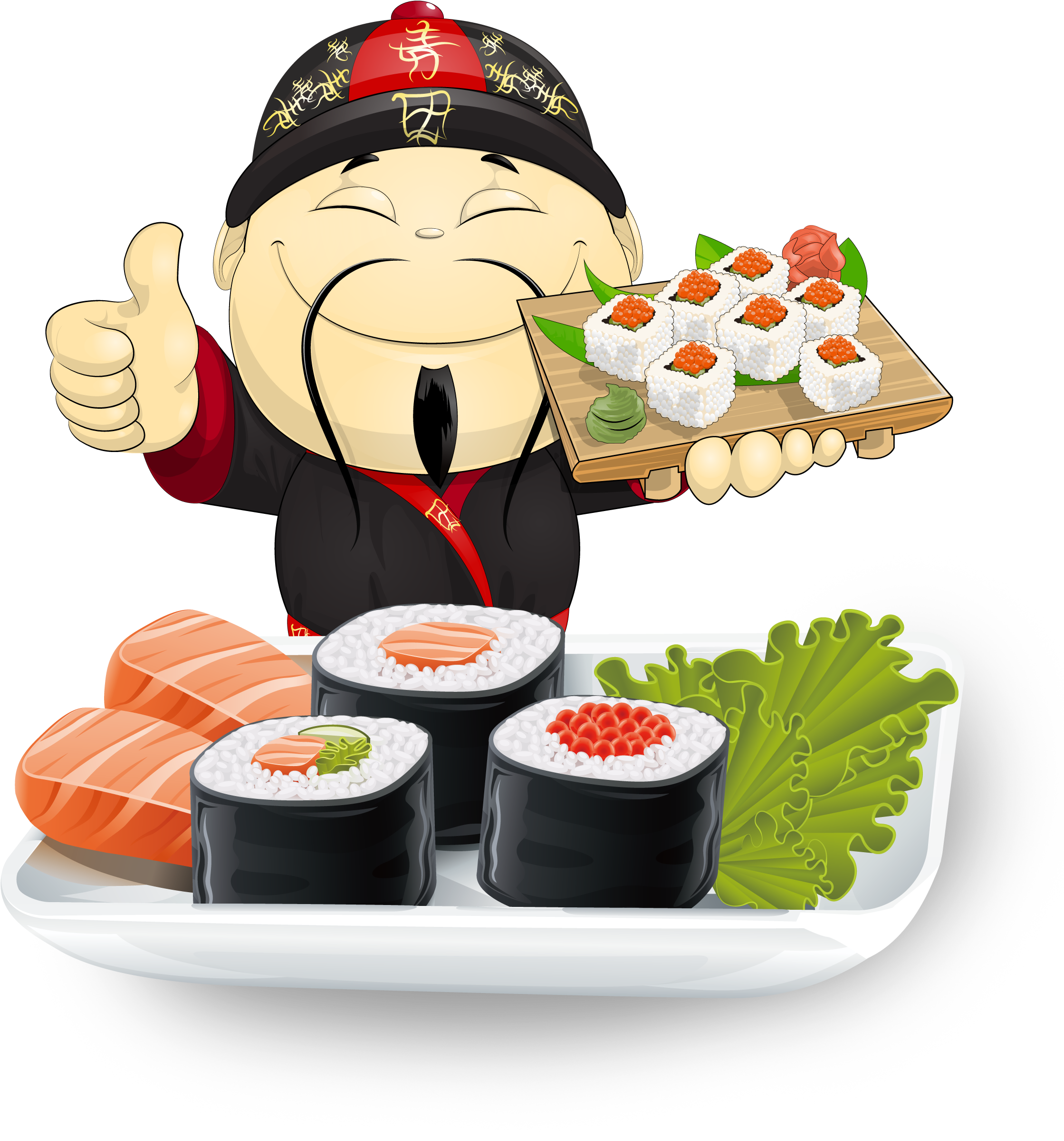 Happy Chef Presenting Sushi Selection.png