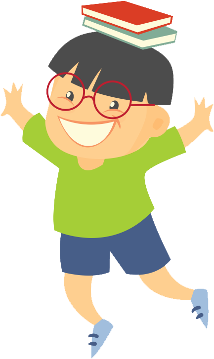 Happy Child Balancing Bookson Head PNG with transparent background