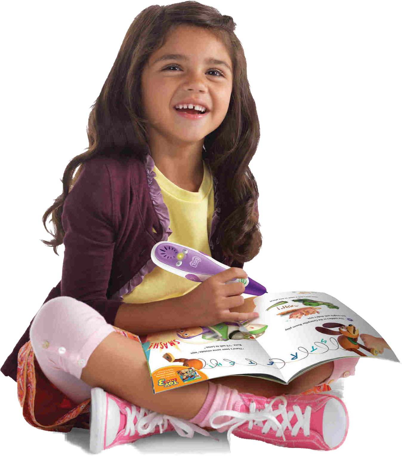 Happy Child Reading Book PNG with transparent background