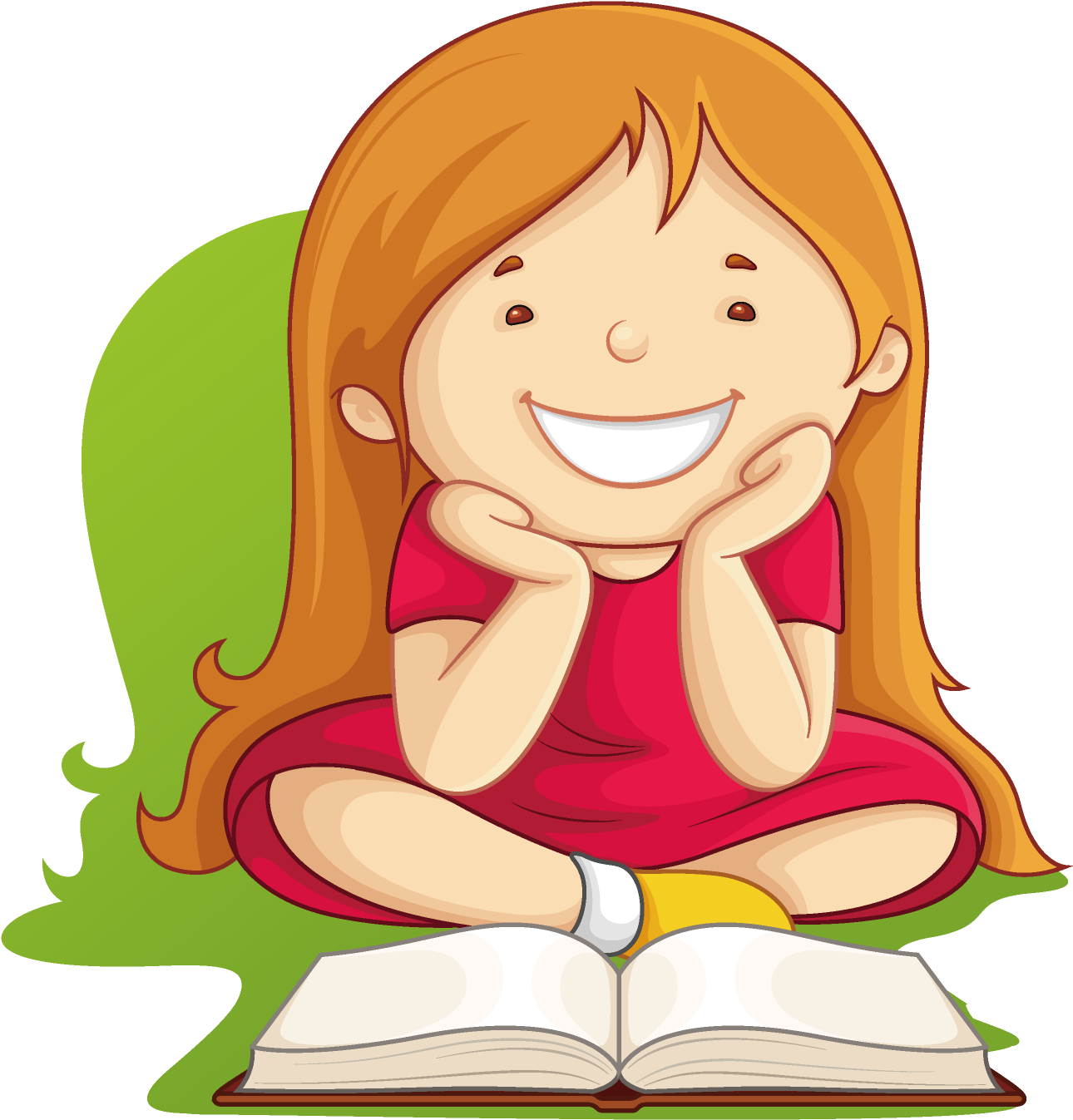 Clip Art Vector Graphics Book Girl Reading - Girl Reading Book Png, Transparent Png PNG with transparent background