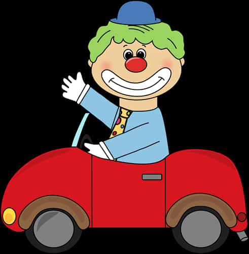 Happy Clown Driving Cartoon Car PNG with transparent background
