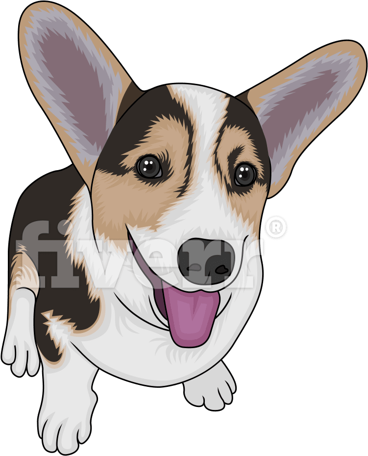 Happy Corgi Cartoon Portrait