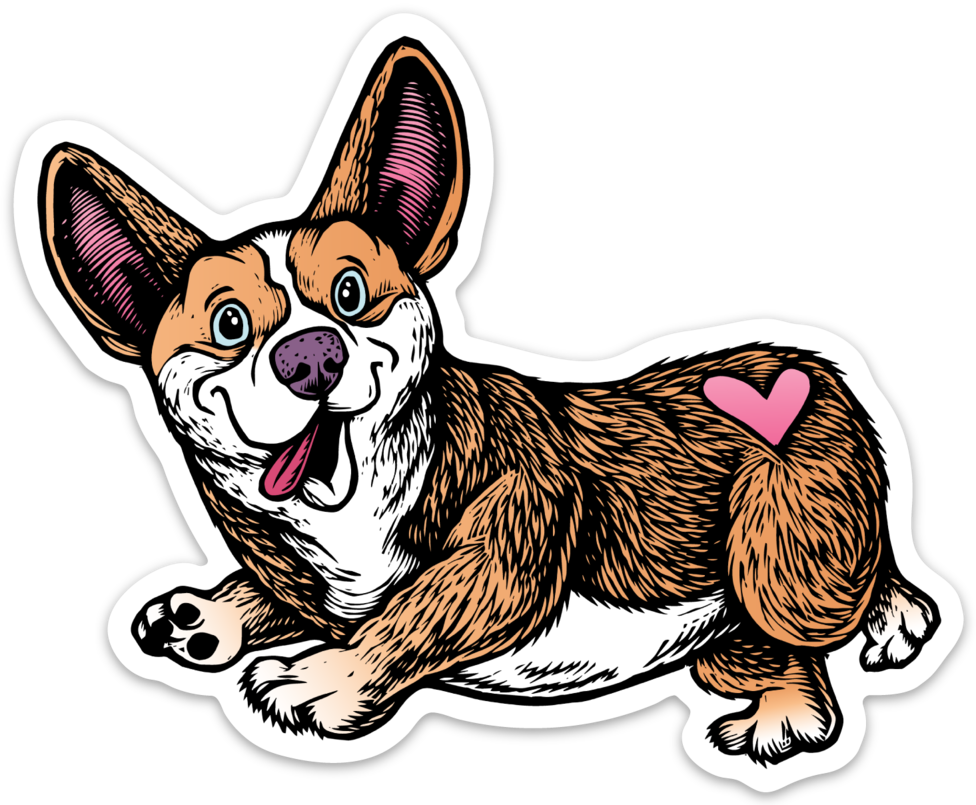 Happy Corgi Cartoon Sticker