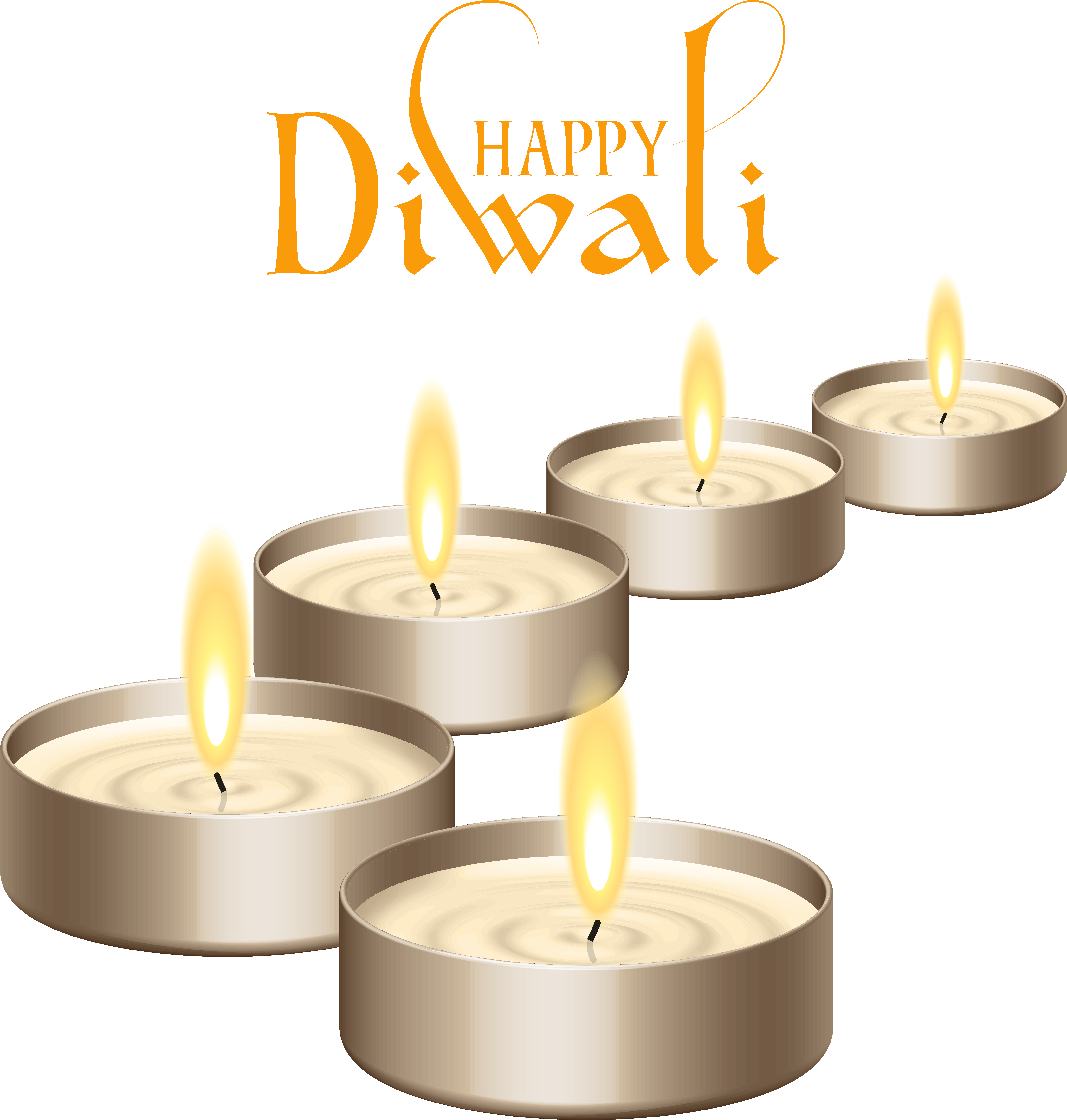 Happy Diwali Celebration Candles PNG with transparent background