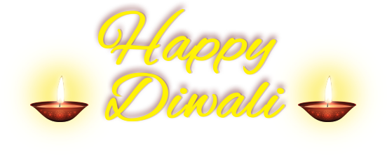 Happy Diwali Greetingwith Diyas PNG with transparent background