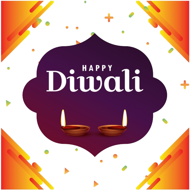Happy Diwali Greetingwith Diyas PNG with transparent background