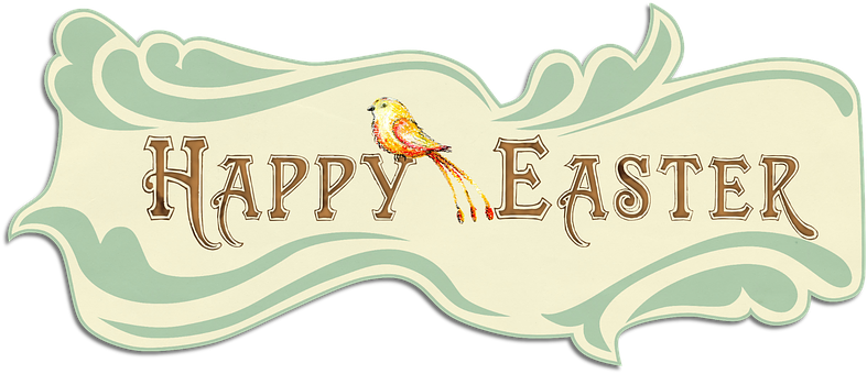Happy Easter Bannerwith Bird PNG with transparent background