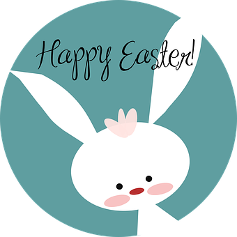 Happy Easter Bunny Greeting PNG with transparent background