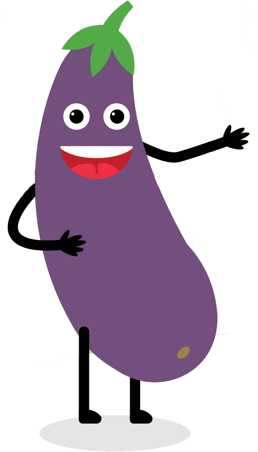 Happy Eggplant Character Cartoon