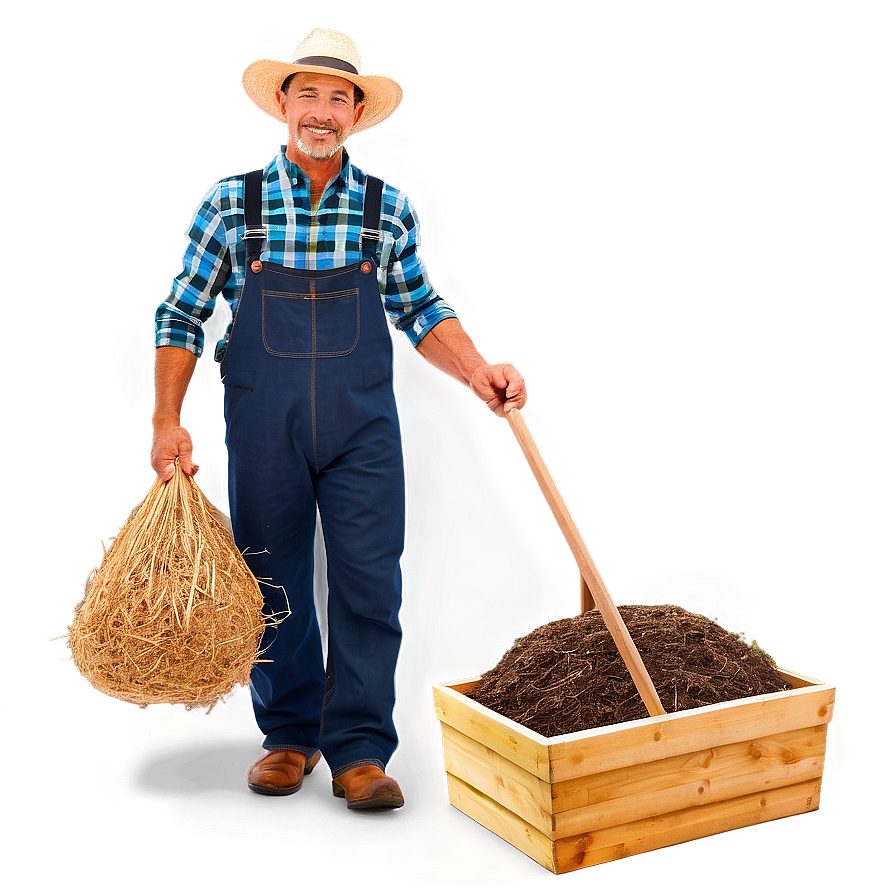 Happy Farmer Illustration Png Aff