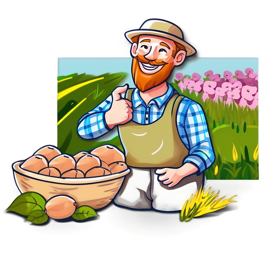 Happy Farmer Illustration PNG mqi78 PNG with transparent background