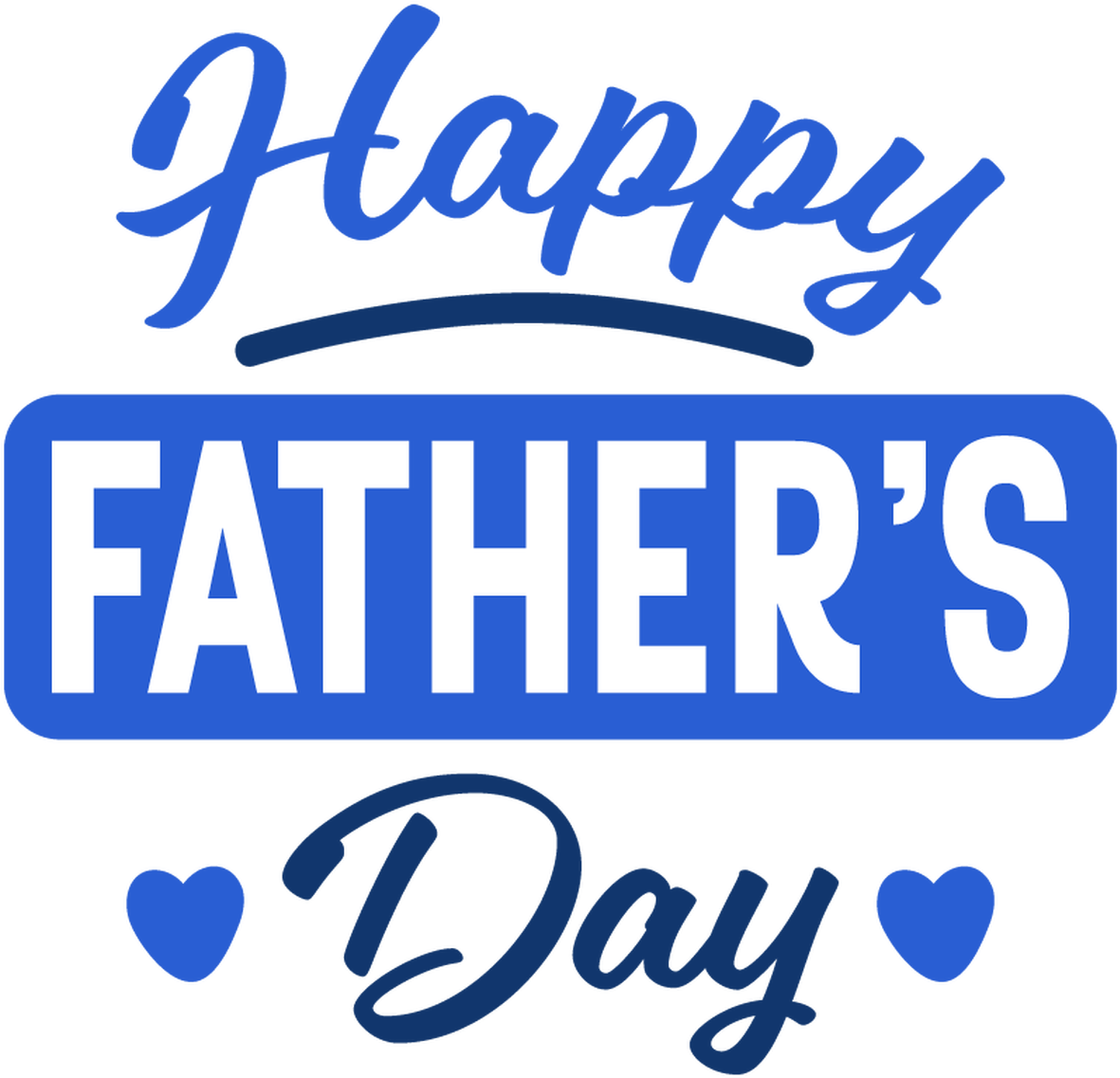 Happy Fathers Day Blue Text Graphic PNG with transparent background