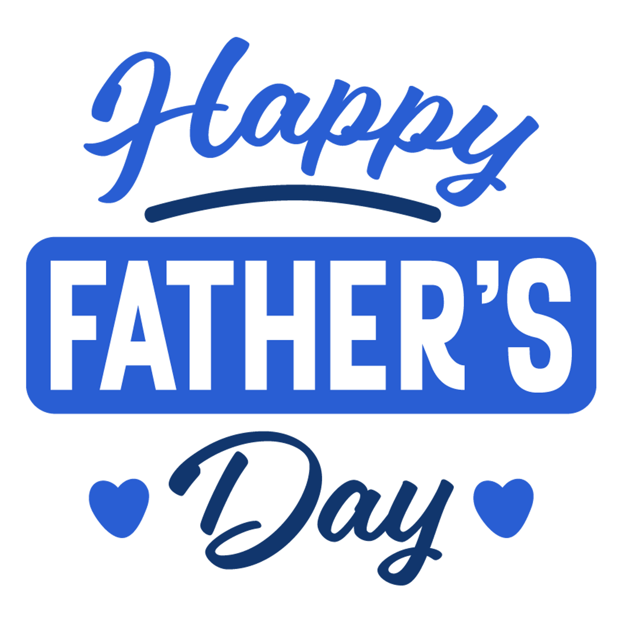 Happy Fathers Day Blue Text Graphic PNG with transparent background