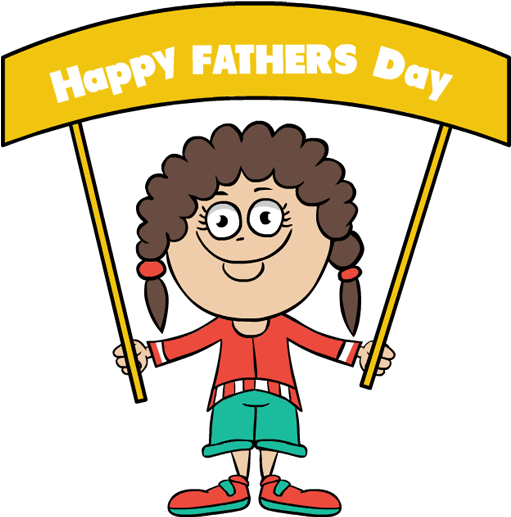 Happy Fathers Day Cartoon Banner PNG with transparent background