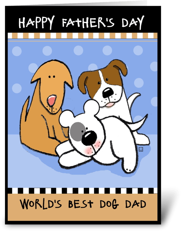 Happy Fathers Day Worlds Best Dog Dad Card PNG with transparent background