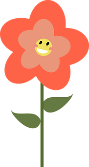 Happy Flower Cartoon PNG with transparent background