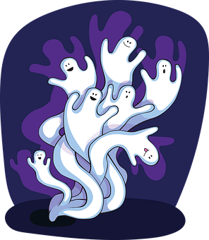 Happy Ghost Gathering PNG with transparent background