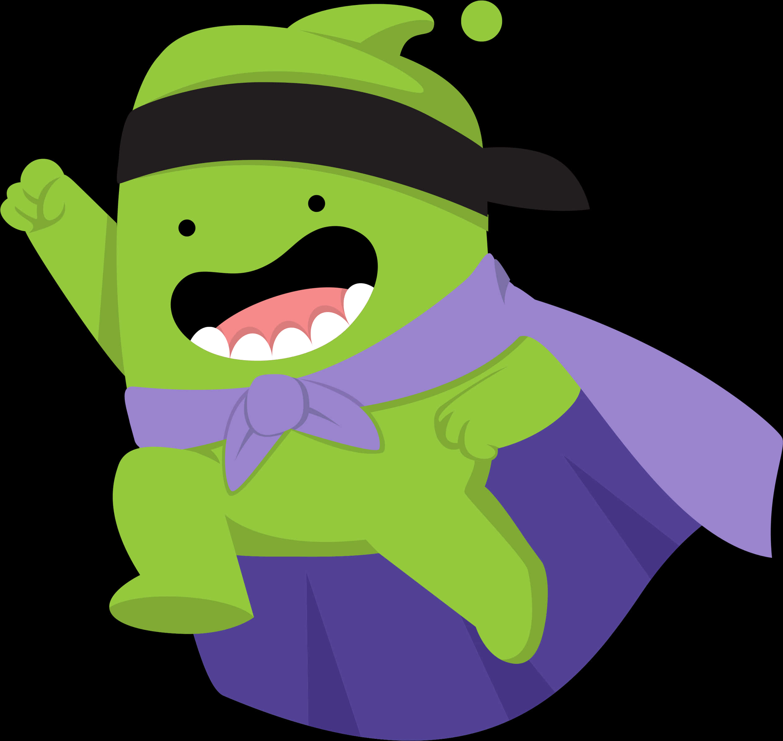 Happy Green Monster Cartoon Character PNG with transparent background