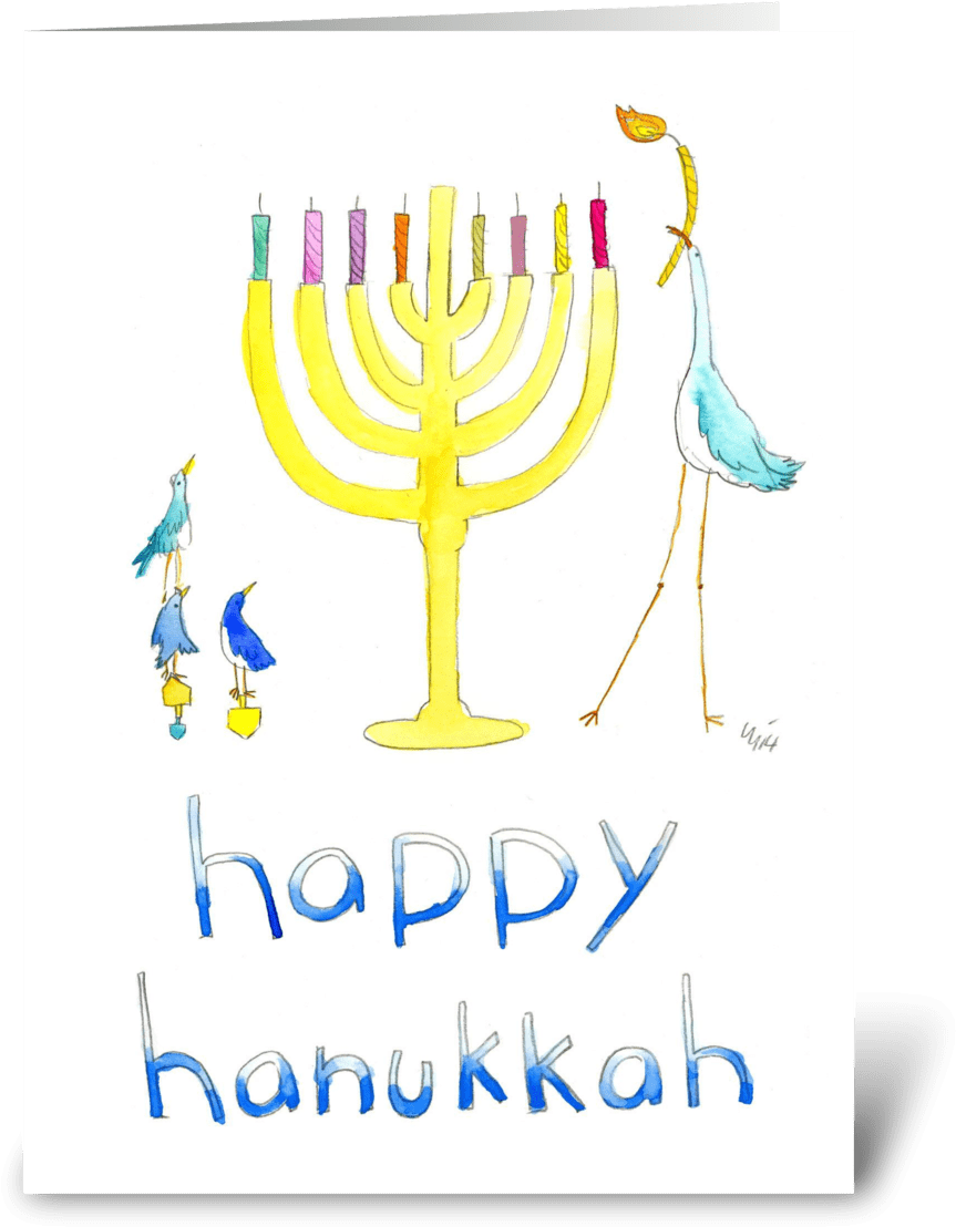 Happy Hanukkah Menorahand Birds