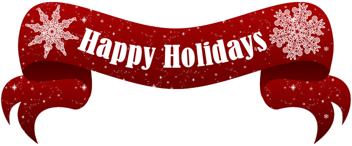 Happy Holidays Banner Red Snowflakes