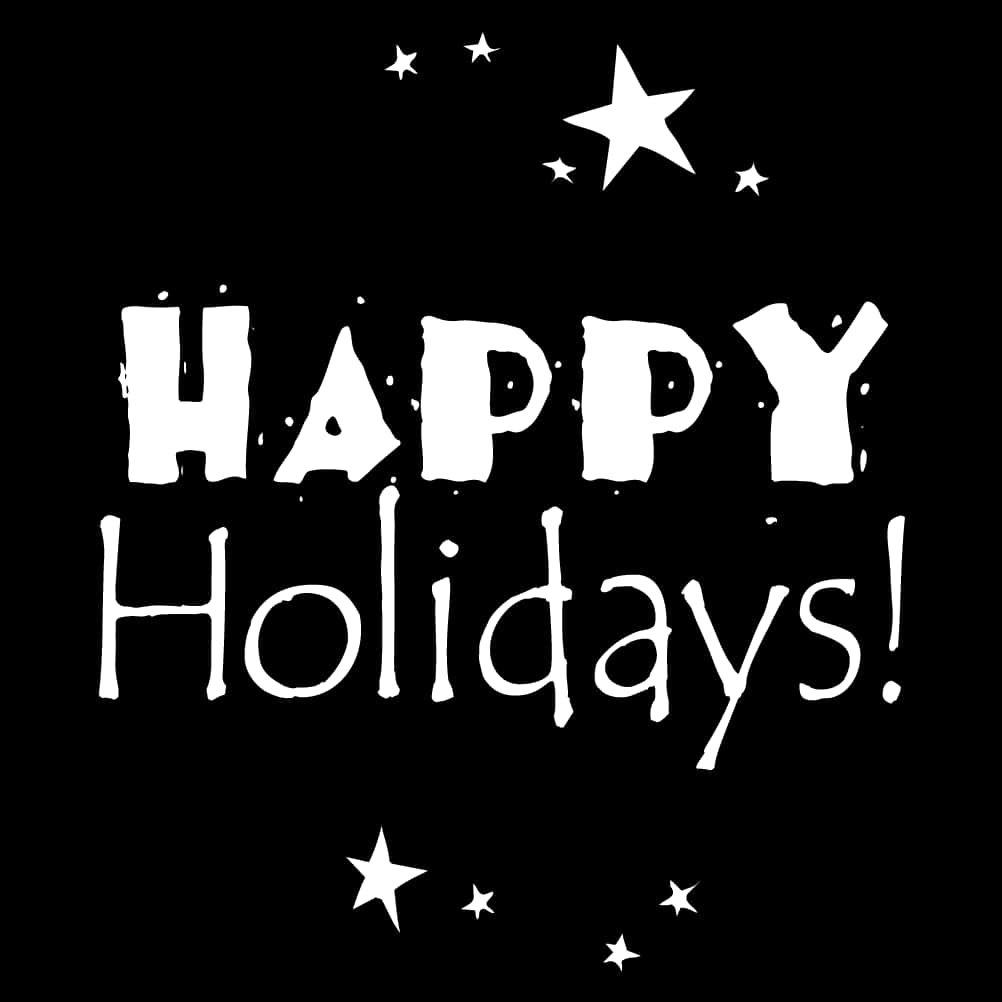 Happy Holidays Blackand White Greeting PNG with transparent background