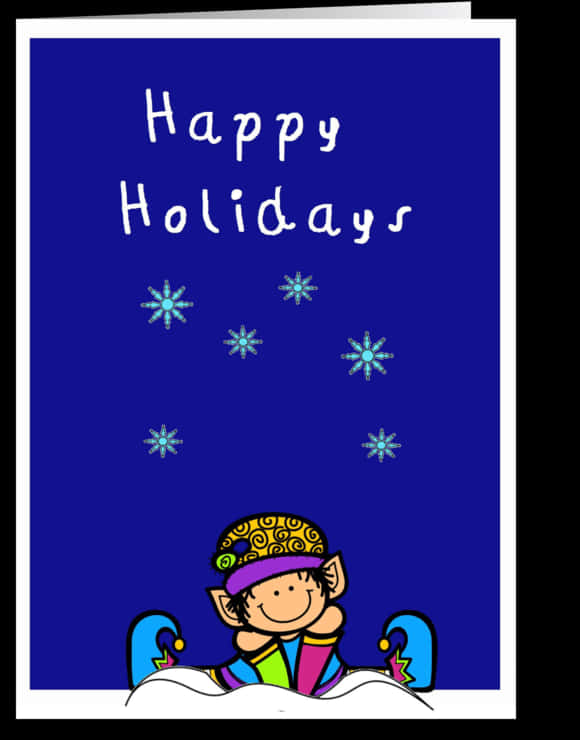 Happy Holidays Elf Greeting Card PNG with transparent background