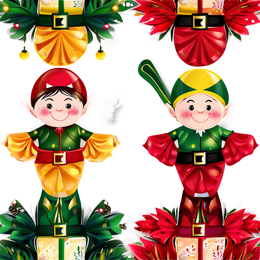 Happy Holidays Festive Elves Png 05232024