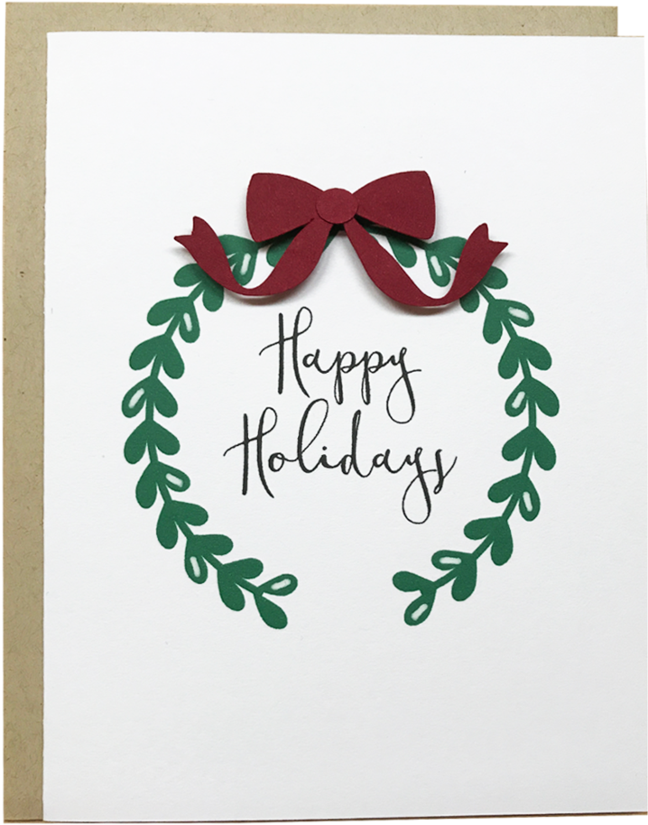 Happy Holidays Wreath - Happy Holiday Card Drawing PNG with transparent background