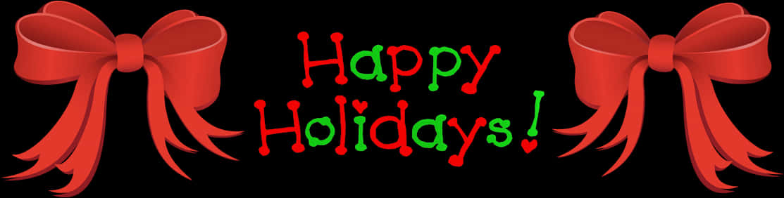 Happy Holidays Red Bows Greeting PNG with transparent background