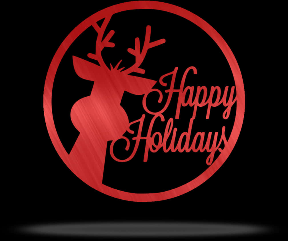 Happy Holidays Reindeer Silhouette PNG with transparent background