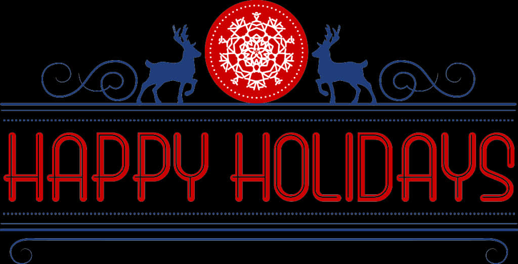 Happy Holidays Reindeer Snowflake Banner PNG with transparent background