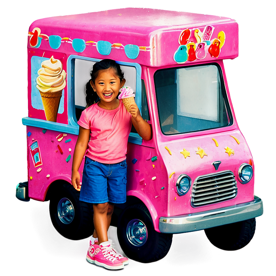 Happy Kids At Ice Cream Truck Png Dwn64