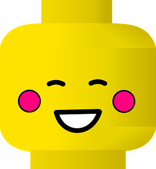 Happy Lego Face Emoji PNG with transparent background