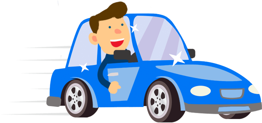 Happy Man Driving Car Cartoon