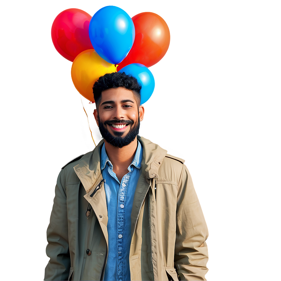 Happy Man With Balloons Png 06272024