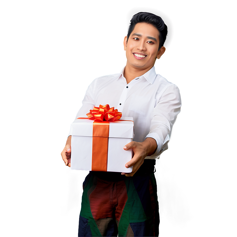 Happy Man With Gift Png Idh