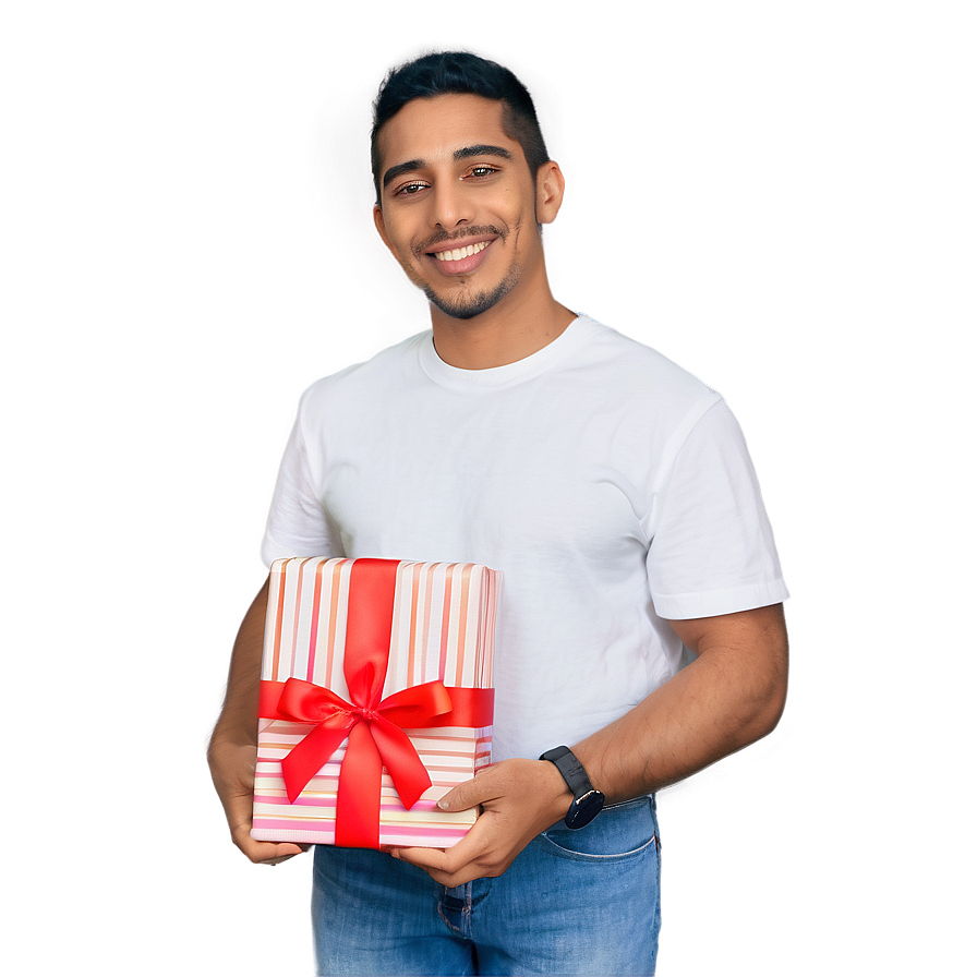 Happy Man With Gift Png Obq37