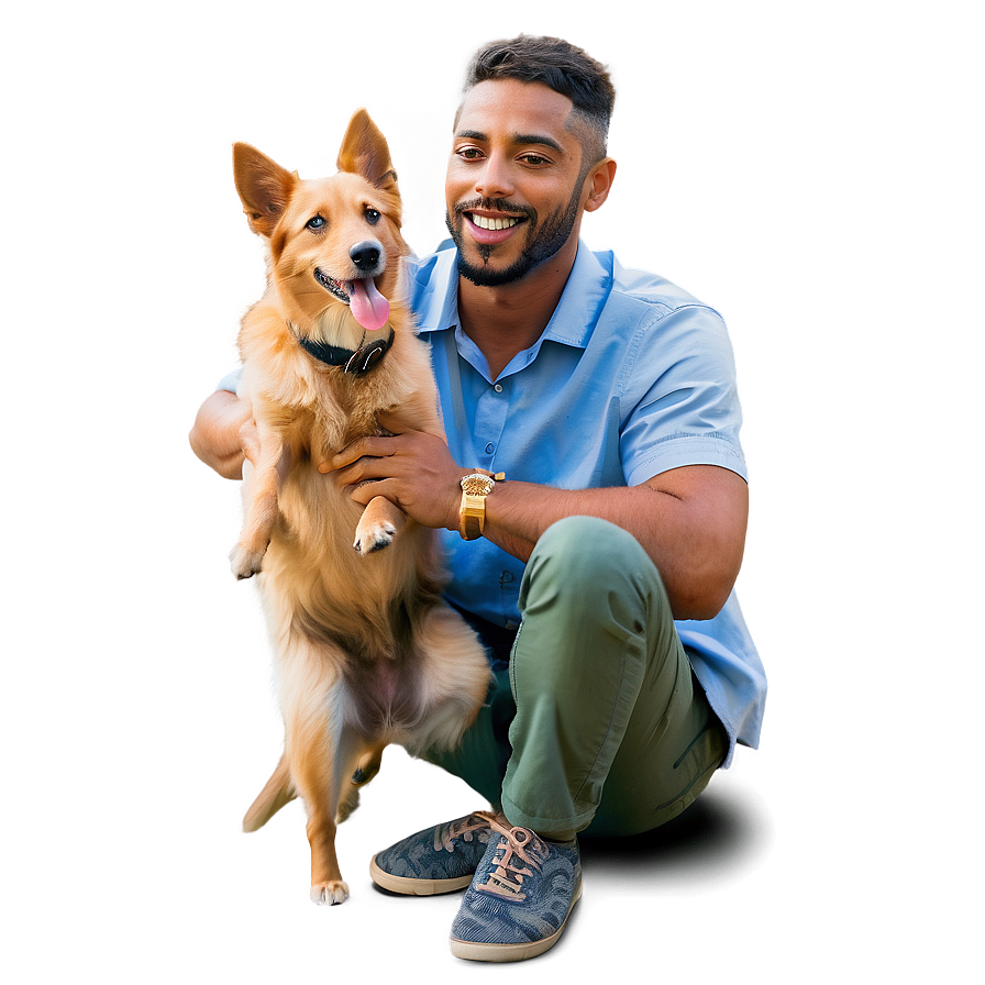 Happy Man With Pets Png 82